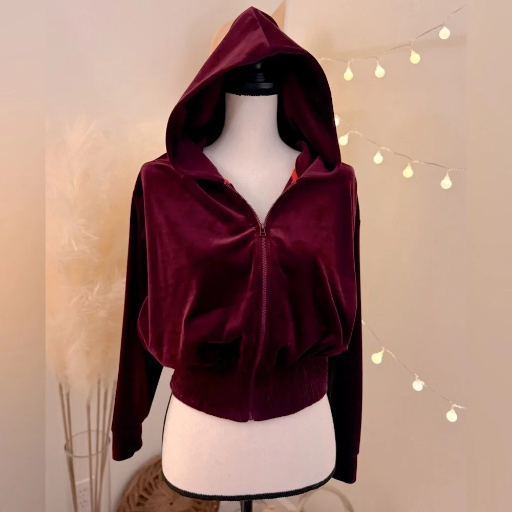 🌾 Anthropologie‎ Velour Hooded Zip Up Jacket